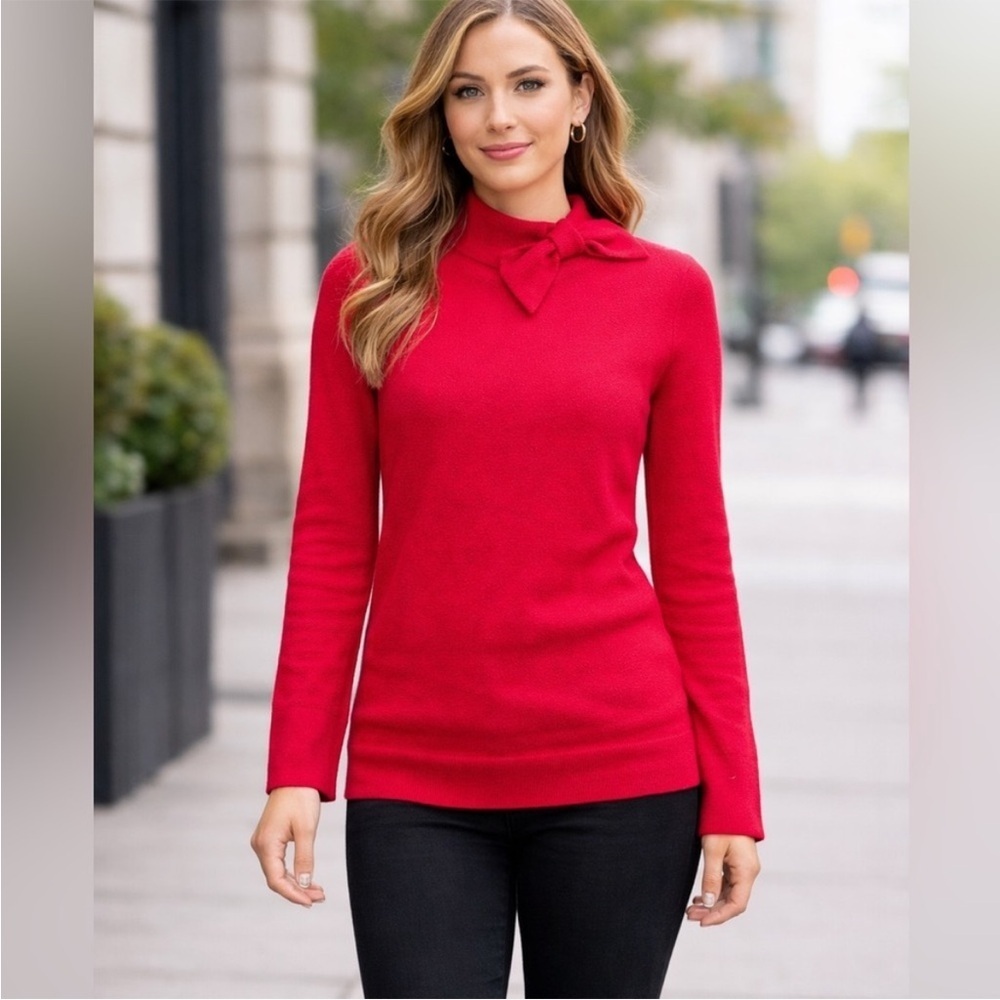 NWT-Kate Spade New York Abree Bow Sweater Tango Red- women’s XS - Picture 1 of 8